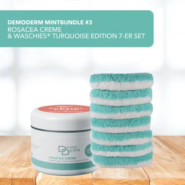 DemoDerm Mint-Bundle #3 - Rosacea Creme & waschies® “Turquoise Edition” 7er-Set
