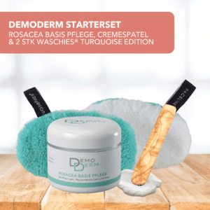 DemoDerm Starterset - Rosacea Basis Pflege, 2x waschies® “Turquoise Edition” einzeln & 1 Cremespatel