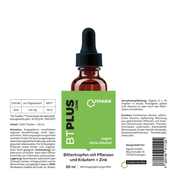 LIVIADA Bittertropfen plus - mit Pflanzen und Kräutern + Zink