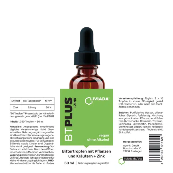 LIVIADA Bittertropfen plus - mit Pflanzen und Kräutern + Zink