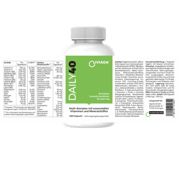 LIVIADA DAILY40 - Multi-Komplex mit essenziellen Vitaminen & Mineralstoffen